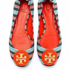 Tory Burch Striped Reva Flats – Preppy Classic